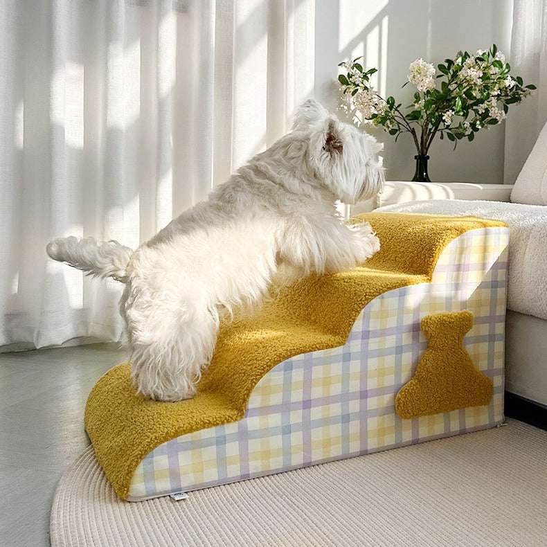 Cloud Plaid Pet Stairs