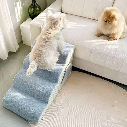 Cloud Plaid Pet Stairs