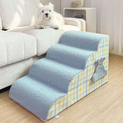 Cloud Plaid Pet Stairs