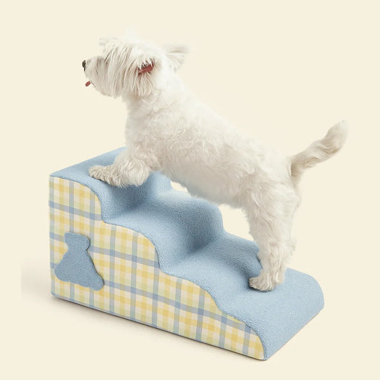 Cloud Plaid Pet Stairs
