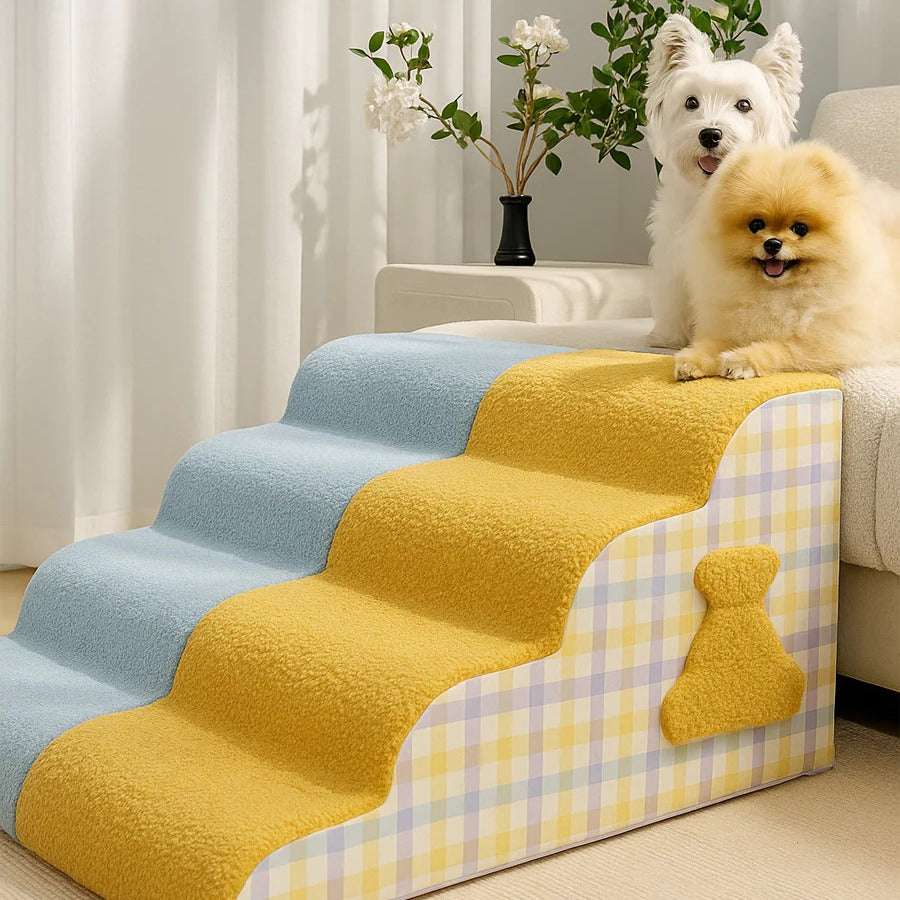Cloud Plaid Pet Stairs