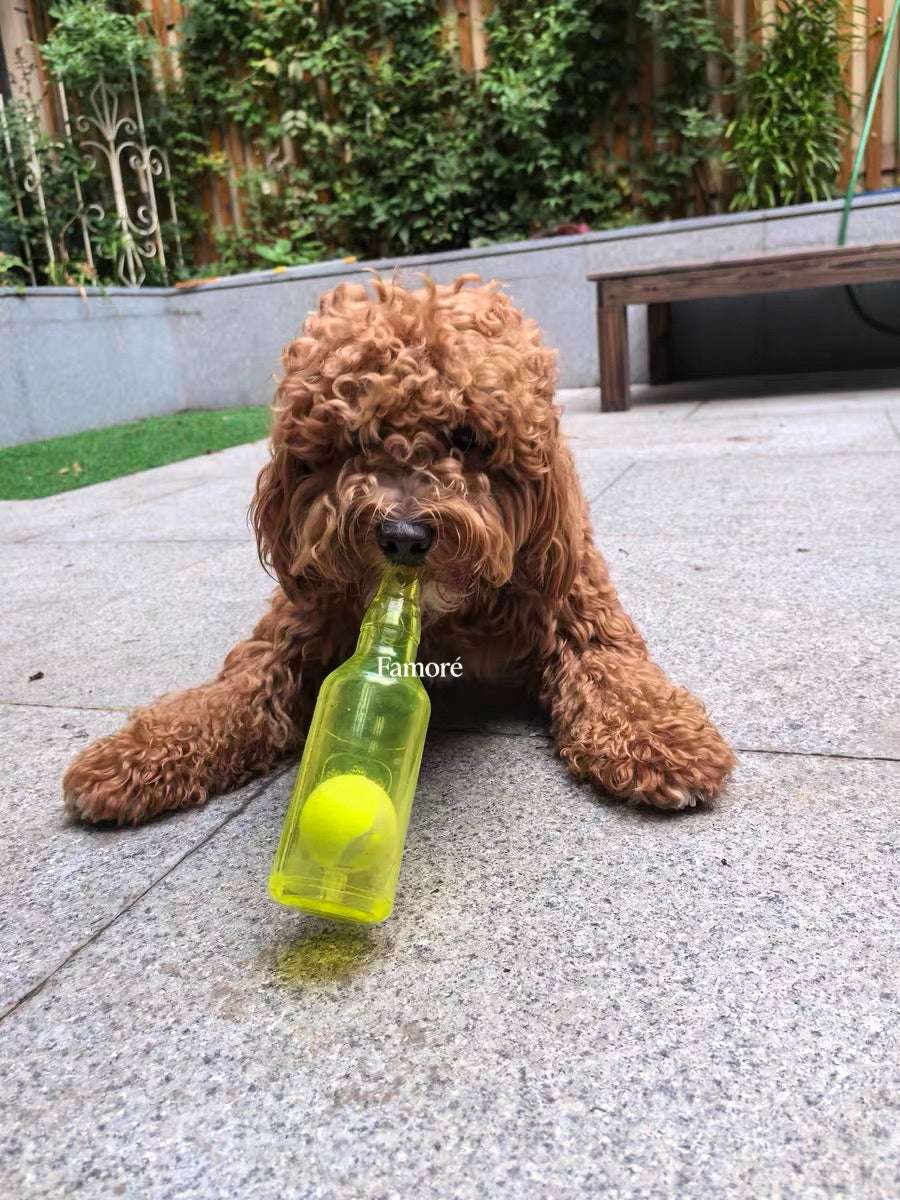 Rubber Bottle Squeaky Dog Toy | Interactive Dog Toy with Tennis Ball