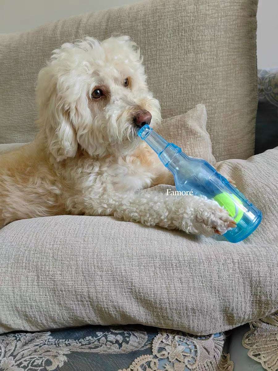 Rubber Bottle Squeaky Dog Toy | Interactive Dog Toy with Tennis Ball