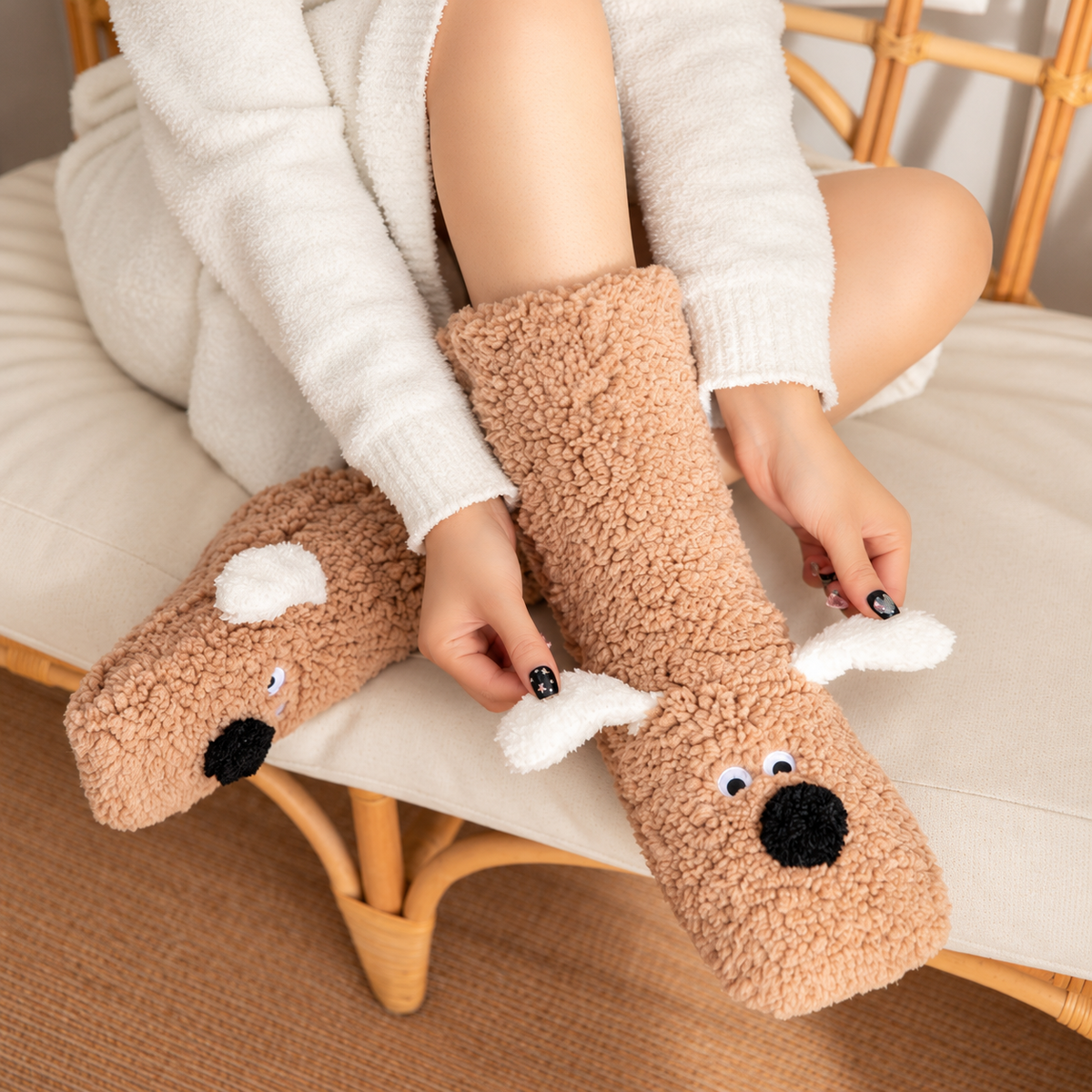 Cozy Thick Coral Fleece Non-Slip Slipper Socks