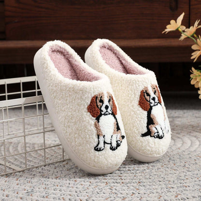 Cozy Plush Warm Dog Slippers For Women