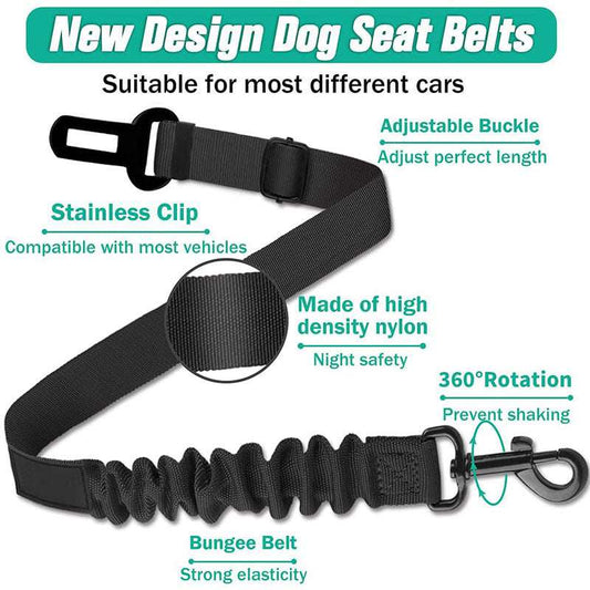 Dog Seat Belt (2 Pack)Heavy Duty & Elastic