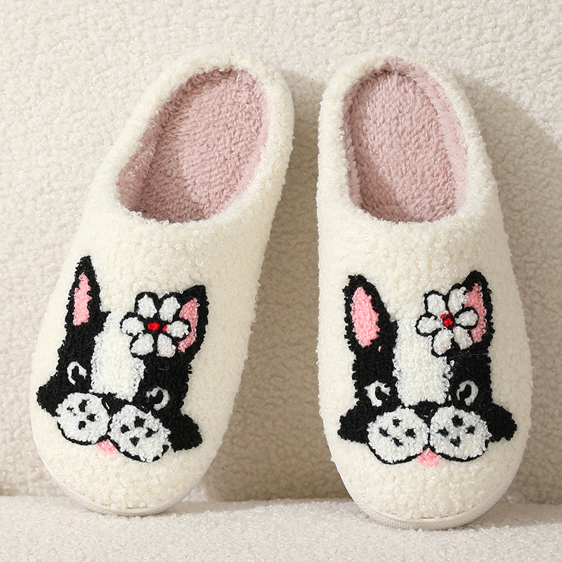Cozy Plush Warm Dog Slippers For Women