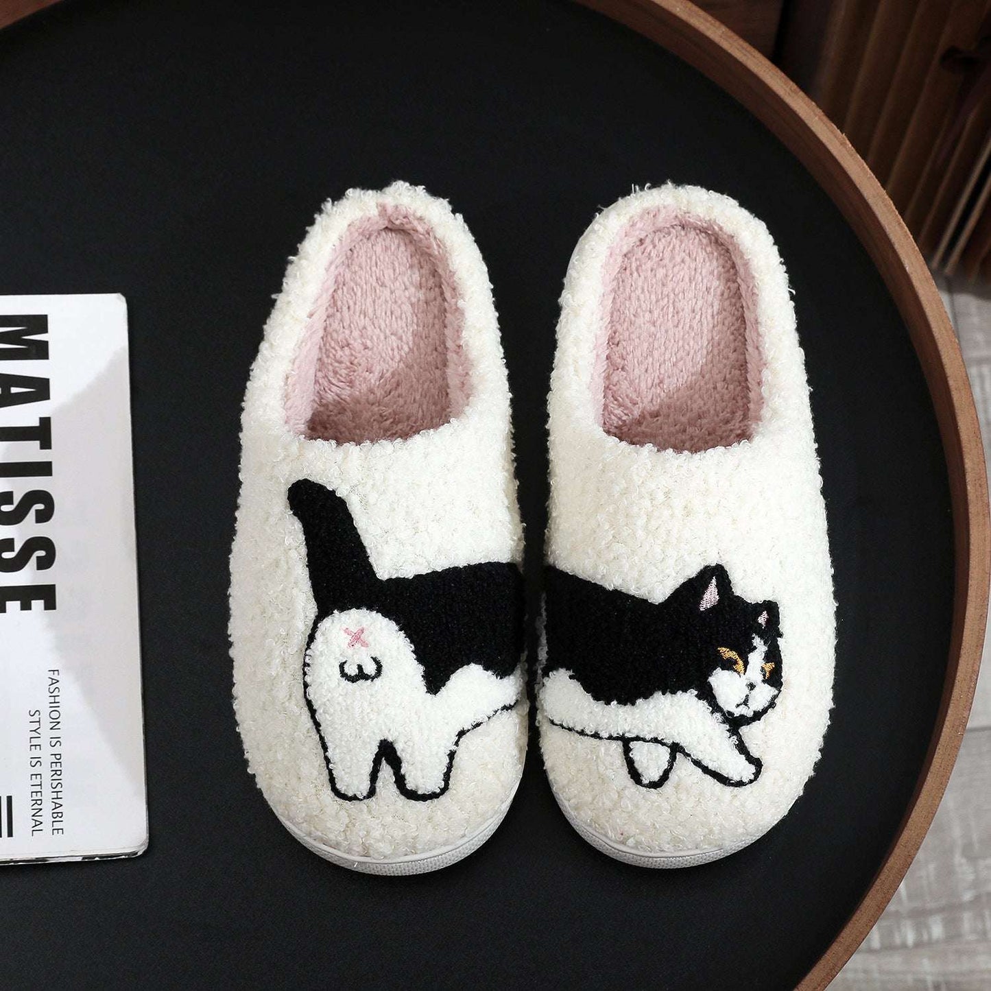 Cozy Plush Warm Dog Slippers For Women