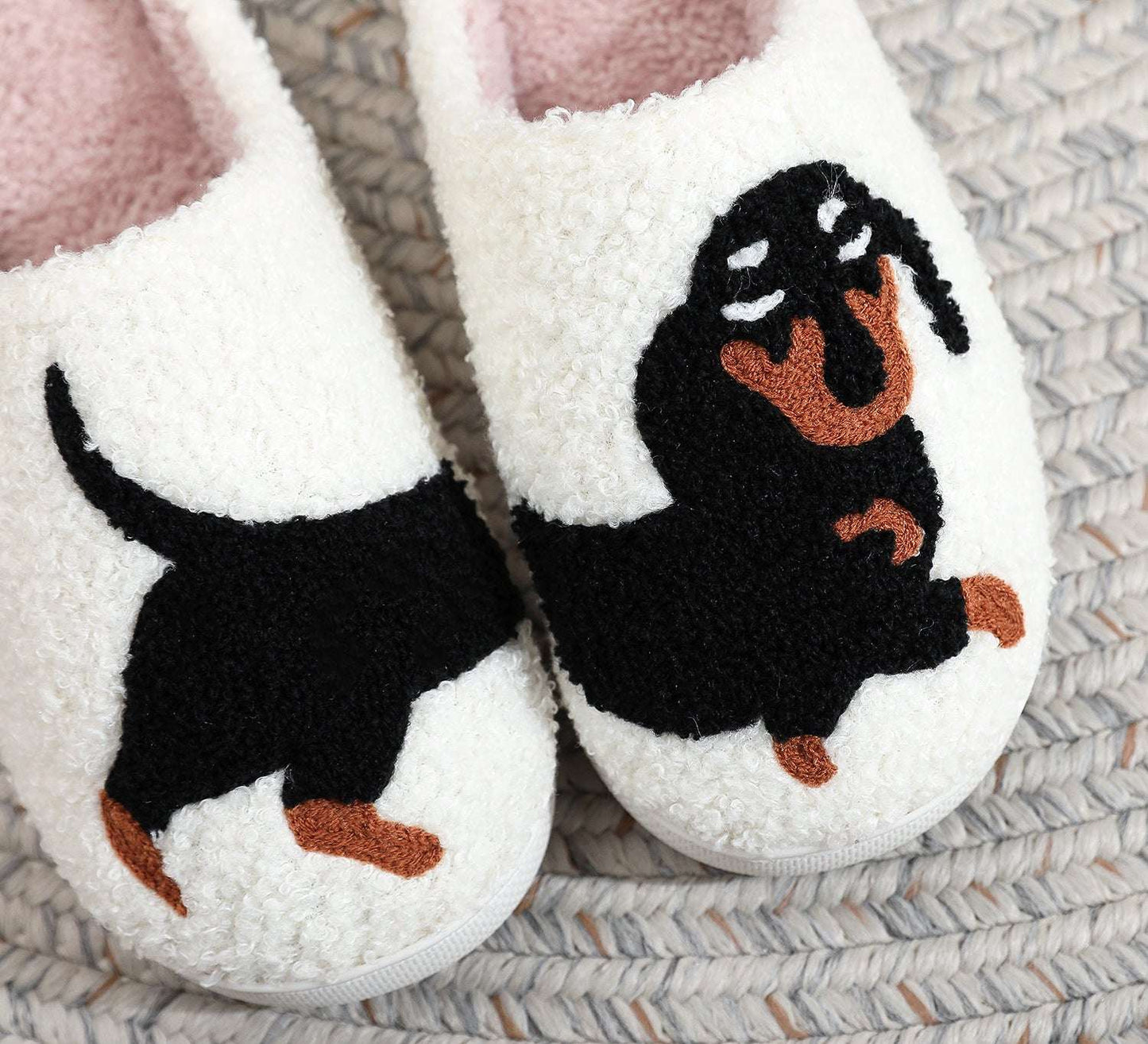 Cozy Plush Warm Dog Slippers For Women