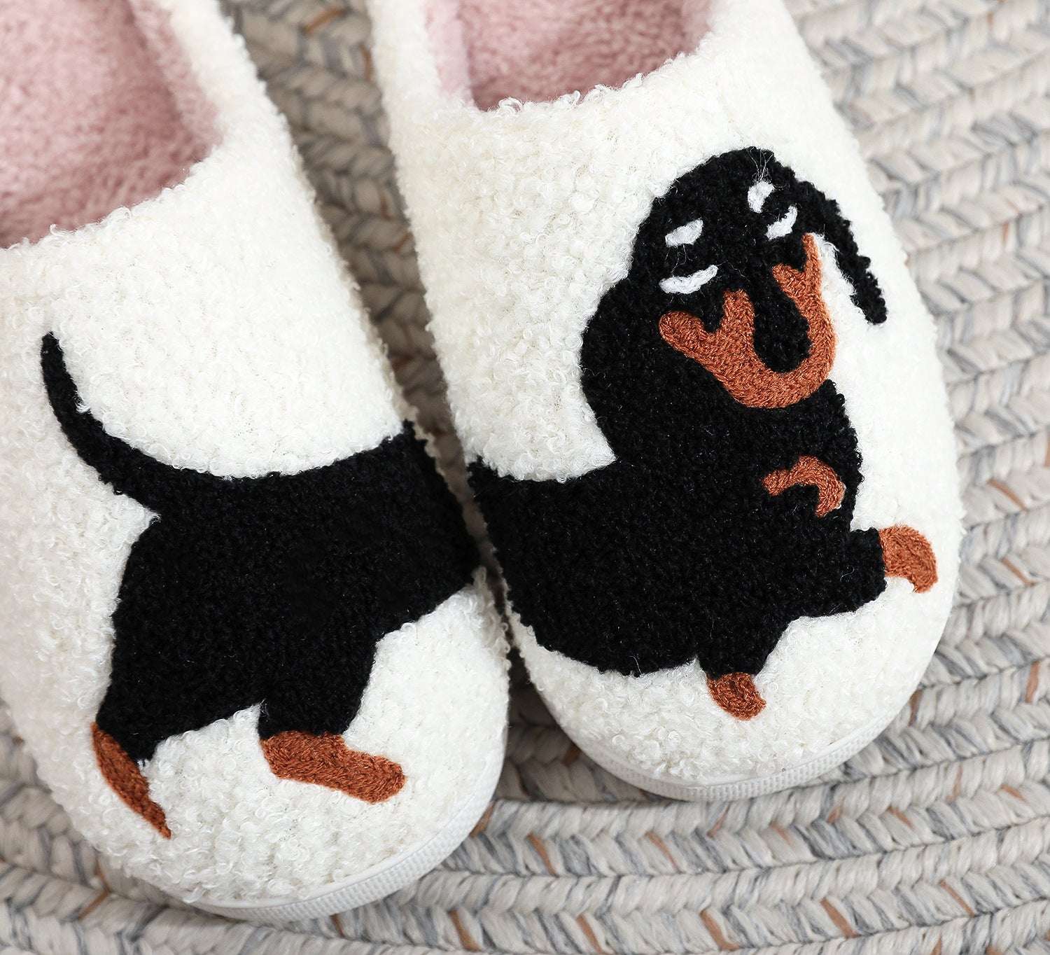 Cozy Plush Warm Dog Slippers For Women