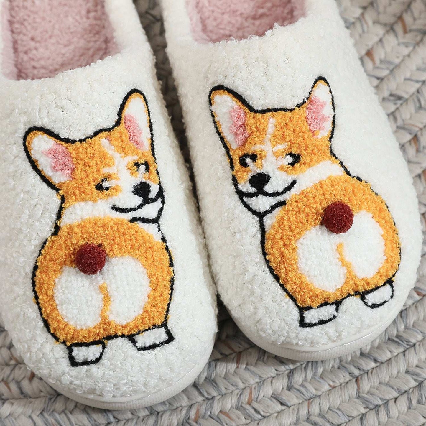 Cozy Plush Warm Dog Slippers For Women