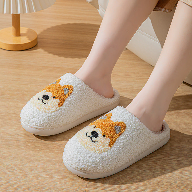 Cozy Plush Warm Dog Slippers For Women