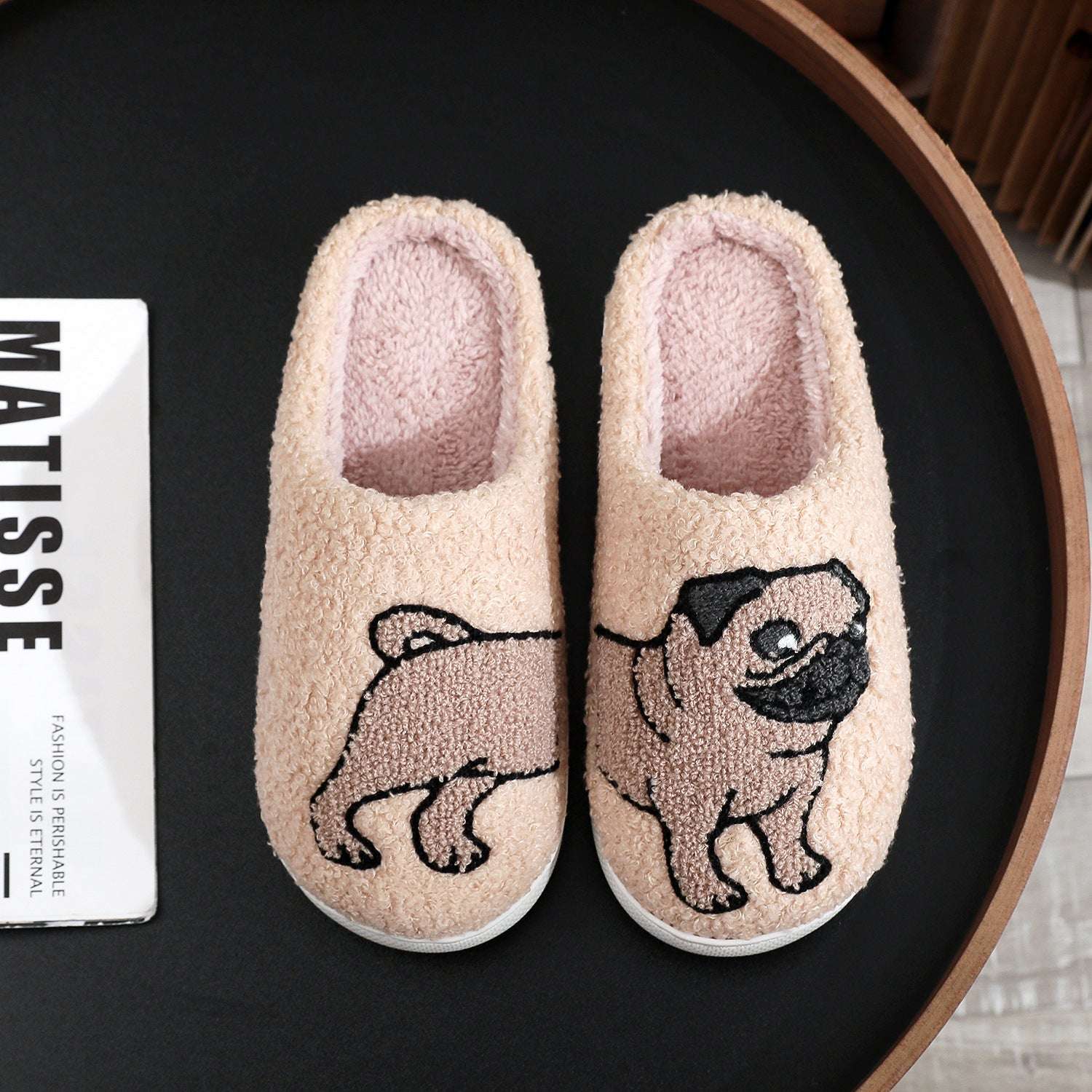 Cozy Plush Warm Dog Slippers For Women