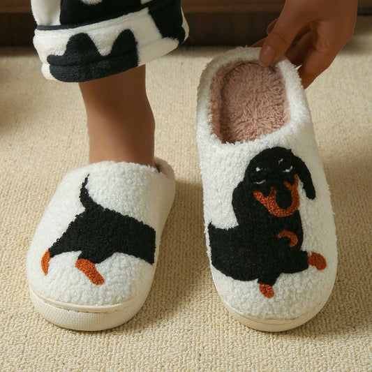 Cozy Plush Warm Dog Slippers For Women