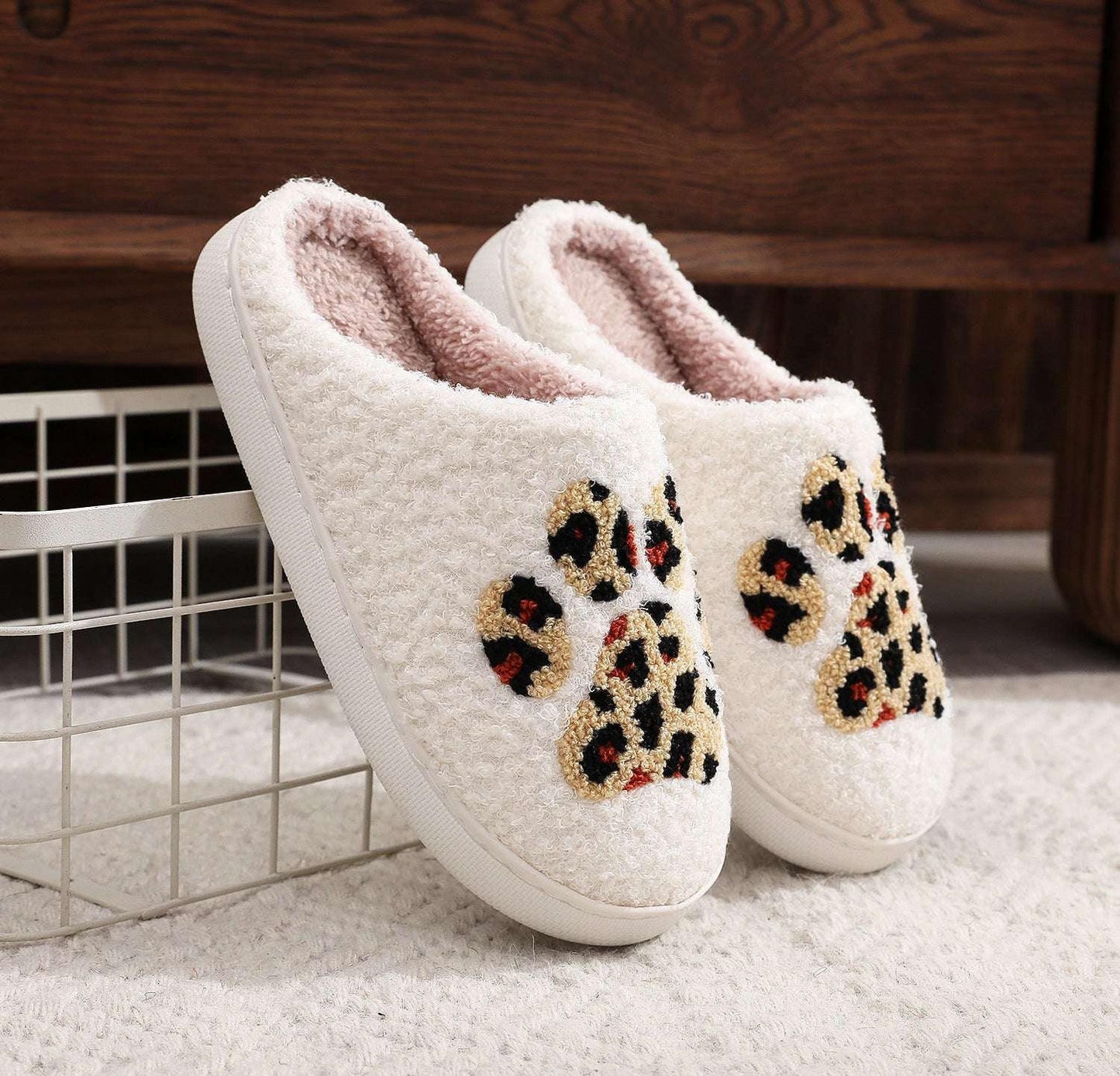 Cozy Plush Warm Dog Slippers For Women