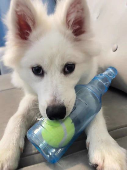Rubber Bottle Squeaky Dog Toy | Interactive Dog Toy with Tennis Ball