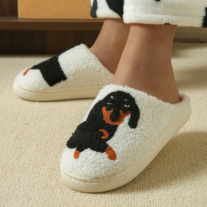 Cozy Plush Warm Dog Slippers For Women